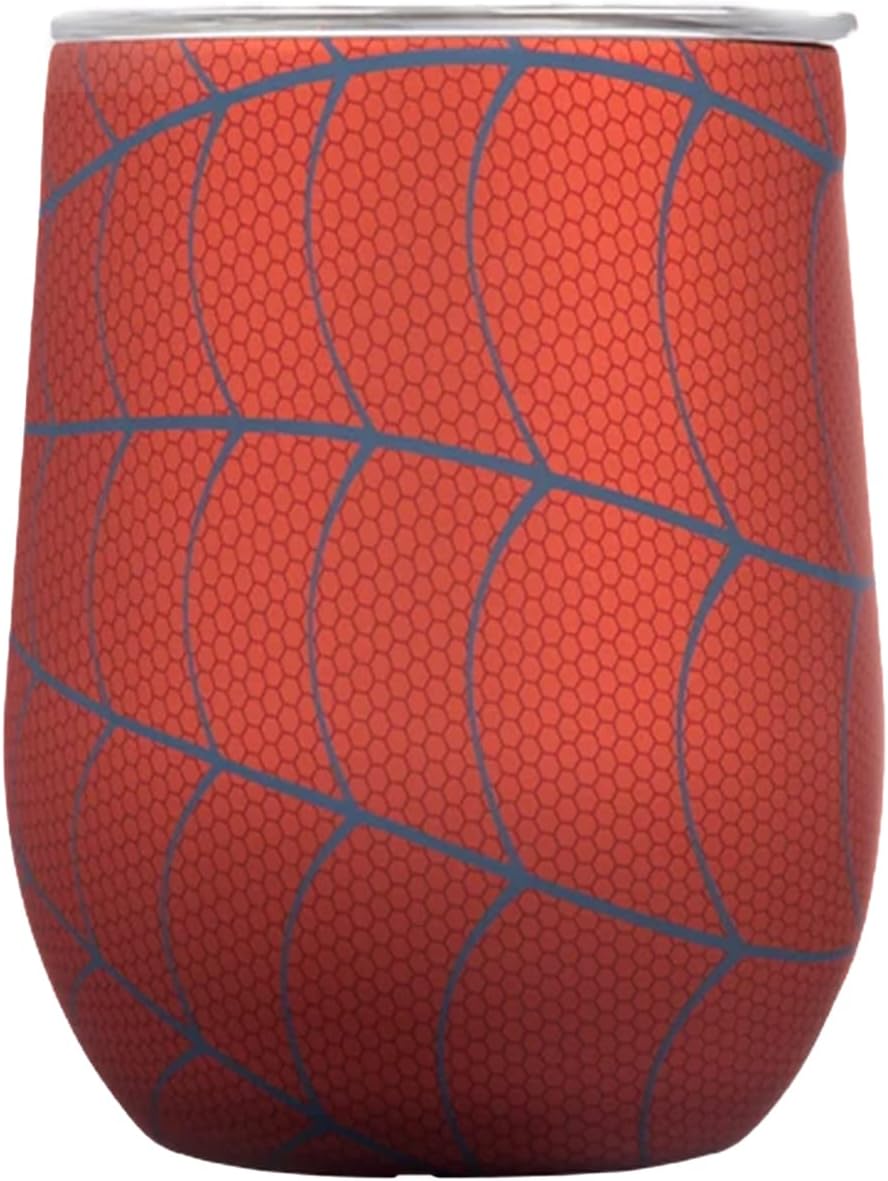 Corkcicle x Marvel Spider-Man – Juego de vaso de vino aislado sin tallo, 12 onzas, copa de vino de acero inoxidable mantiene las bebidas frías