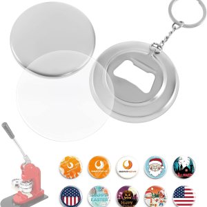 BEAMNOVA Suministros de piezas de botón de metal, 100 unidades de 2.283 in  2.28 pulgadas (2-14 pulgadas) llavero abridor de botellas para máquina BEAMNOVA Suministros de piezas de botón de metal, 100 unidades de 2.283 in  2.28 pulgadas (2-14 pulgadas) llavero abridor de botellas para máquina