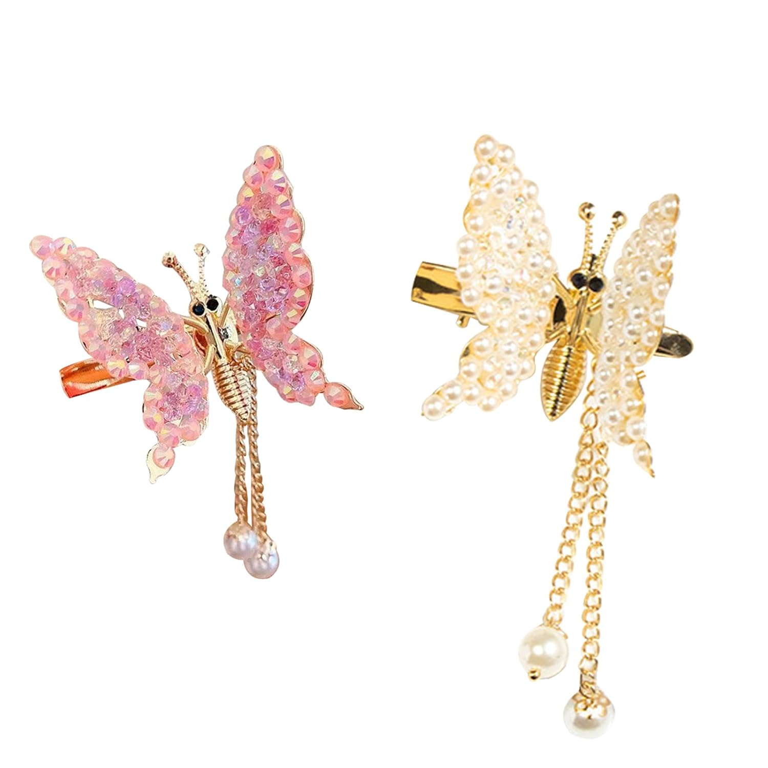 Pinzas para el pelo de mariposa con alas móviles, pinzas para el cabello de mariposa 3D, alas móviles, pinzas para el cabello de mariposa con borla,