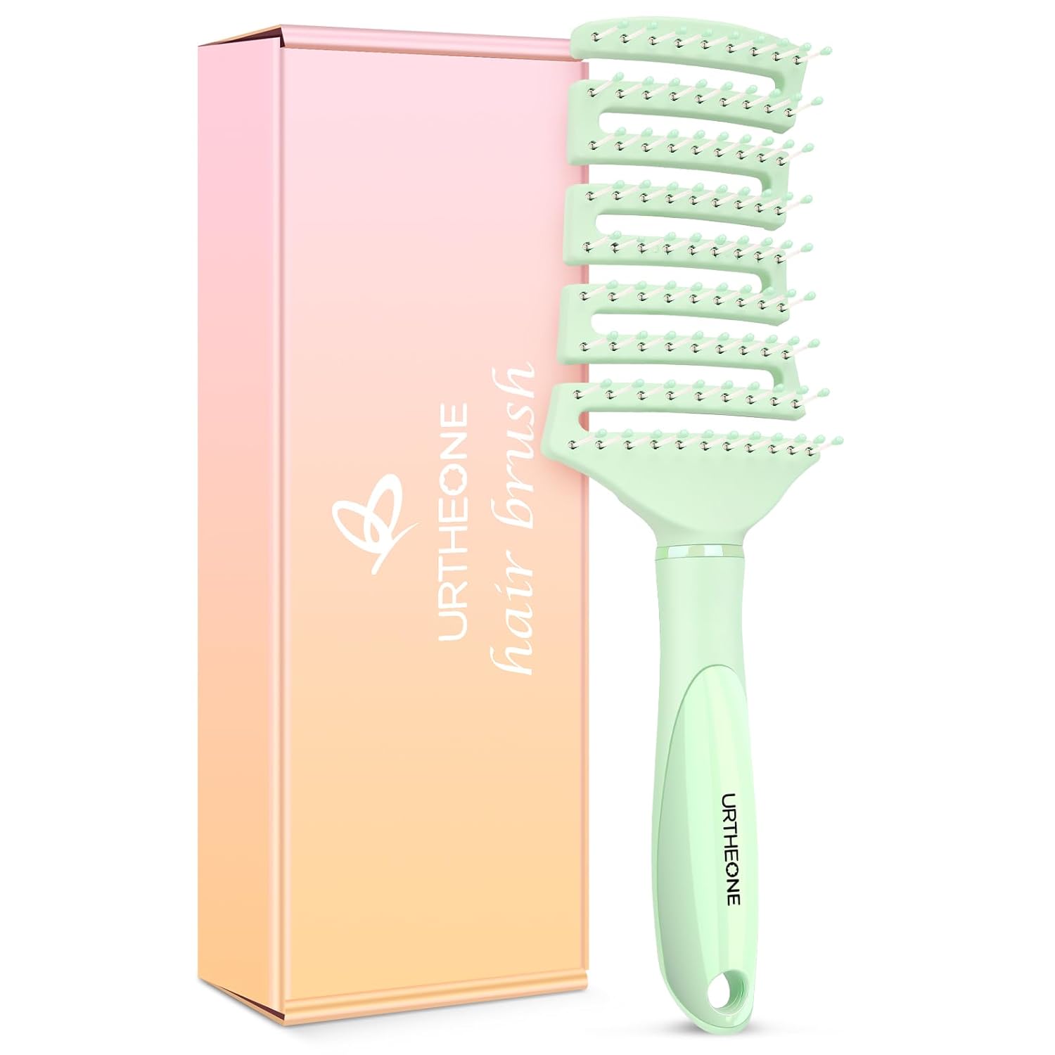 Cepillo de pelo, curvado, ventilado, desenredante, para mujeres y hombres, cabello húmedo o seco, secado más rápido, cepillo profesional