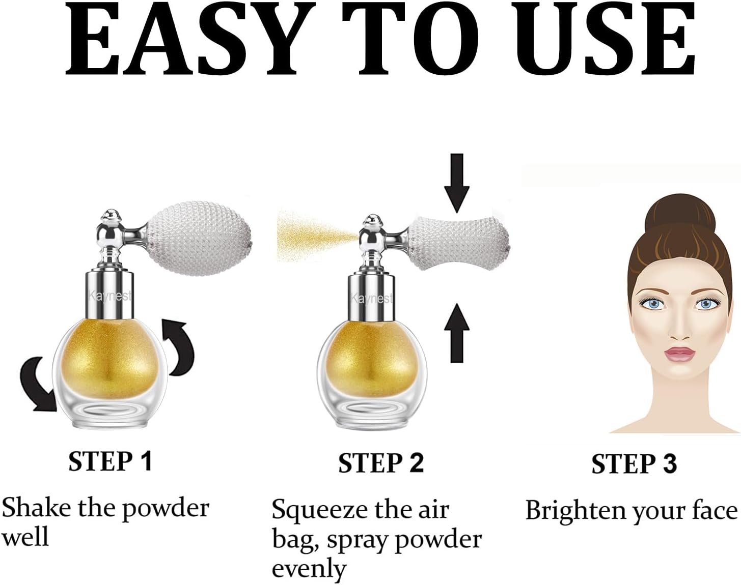 KAYNEST – Polvo brillante en aerosol, brillo corporal con purpurina facial, resaltador de alto brillo, maquillaje suelto para mujeres, cabello y