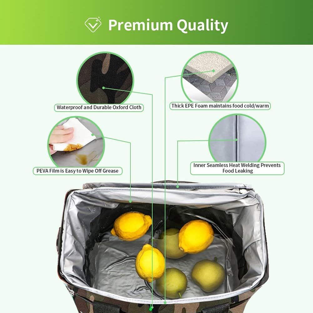 Iknoe Bolsa térmica grande plegable para 24 latas, bolsas aisladas a prueba de fugas con múltiples bolsillos para adultos, lonchera aislada para