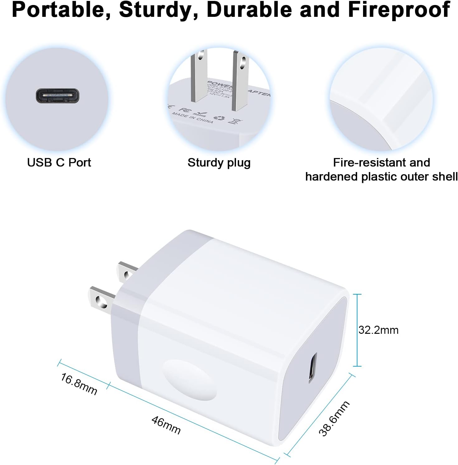 Cargador de teléfono rápido USB C de 20 W para Google Pixel 8 7 6 Pro 6a 5 5a 5G 4 3 2 XL, Samsung Galaxy A15 S24 S23 S22 Ultra 5G S21 FE S10 S10e