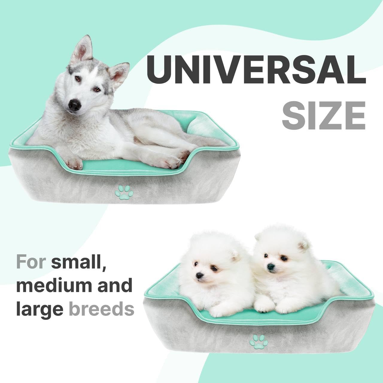 Cama para perros grandes y medianos, 35 x 27 x 6.5 pulgadas, lavable a máquina, sofá cama para mascotas con forro impermeable, funda extraíble y