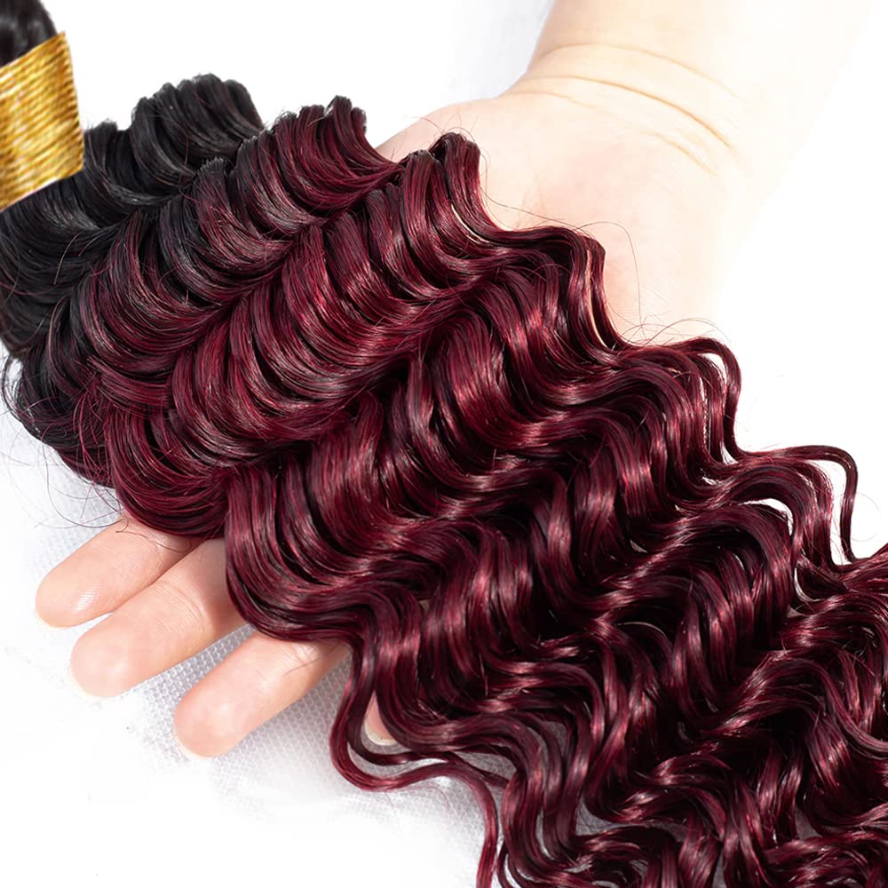 Paquetes de cabello humano 1B99J de color borgoña degradado 1B99J paquetes de cabello humano 100% sin procesar virgen brasileño Remy Ombre onda
