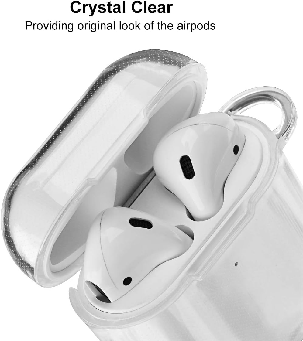 KOREDA Funda protectora completa suave y transparente a prueba de golpes con llavero para Apple AirPod de 2 y 1 generación (transparente)
