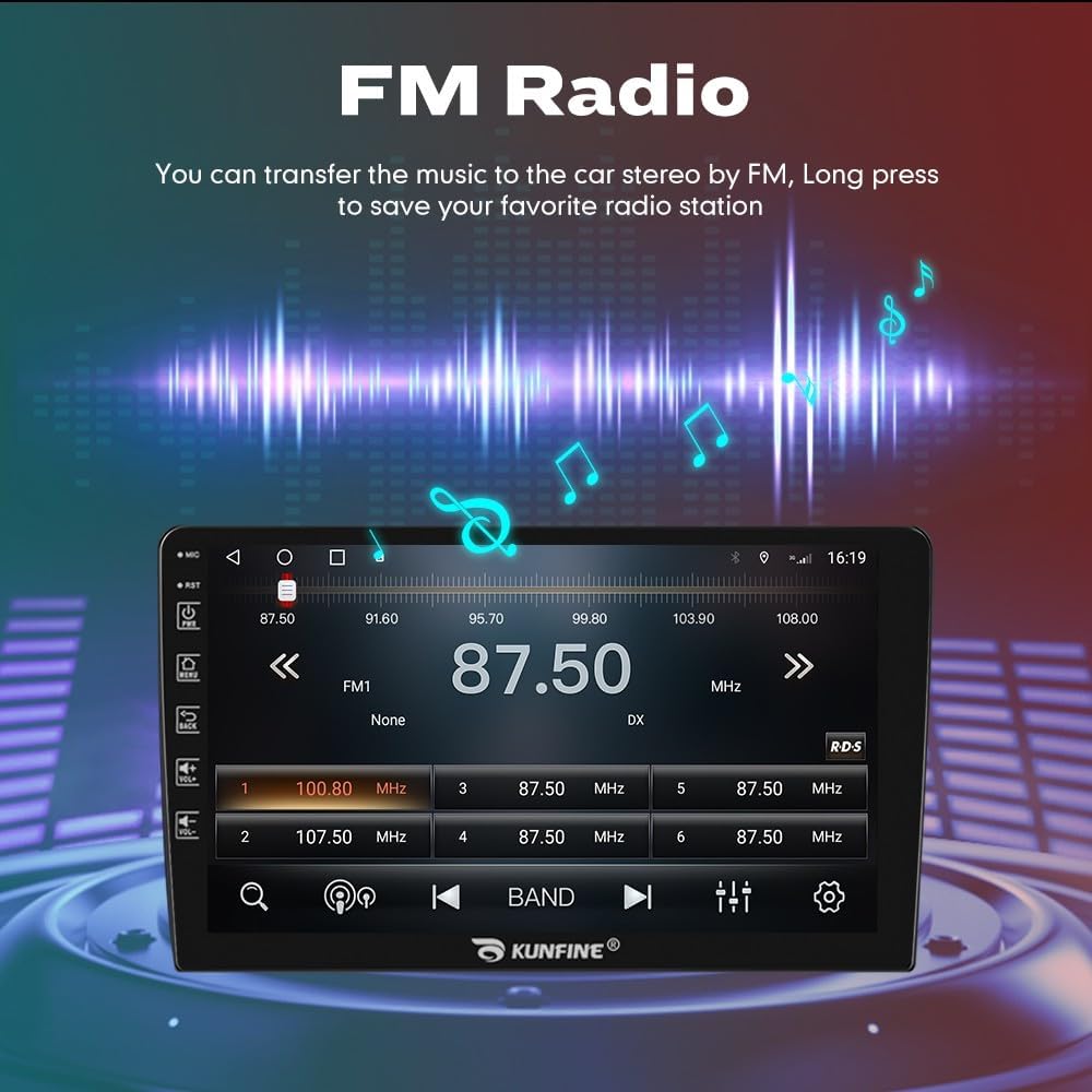 Kunfine Coche CarPlay Android Navegación Automática Estéreo GPS Radio Reverse Cámara Pantalla 9 “IPS Pantalla Táctil Headunit Tablet Pad Media