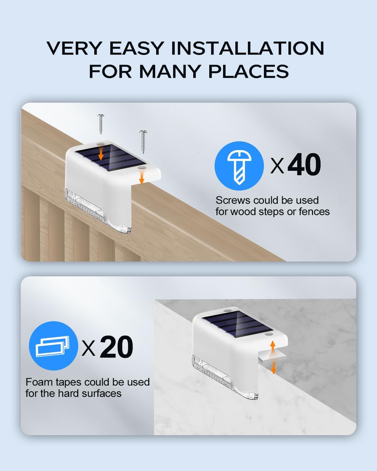 Luces de valla alimentadas por energía solar, paquete de 20 luces LED pequeñas impermeables para exteriores, color blanco, utilizadas en exteriores,