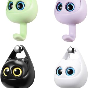 TalkiiWith Ganchos adhesivos creativos, 4 ganchos para colgar toallas, sombreros, abrigos, bolsas de tela, cinturones, llaves, para colgar en la TalkiiWith Ganchos adhesivos creativos, 4 ganchos para colgar toallas, sombreros, abrigos, bolsas de tela, cinturones, llaves, para colgar en la