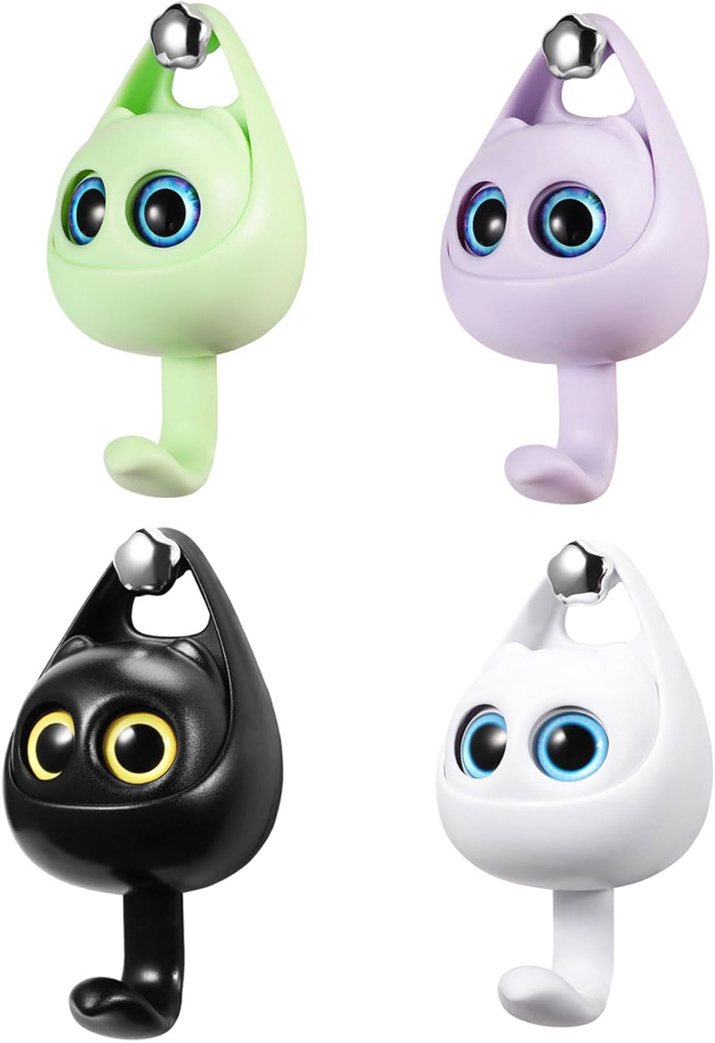 TalkiiWith Ganchos adhesivos creativos, 4 ganchos para colgar toallas, sombreros, abrigos, bolsas de tela, cinturones, llaves, para colgar en la