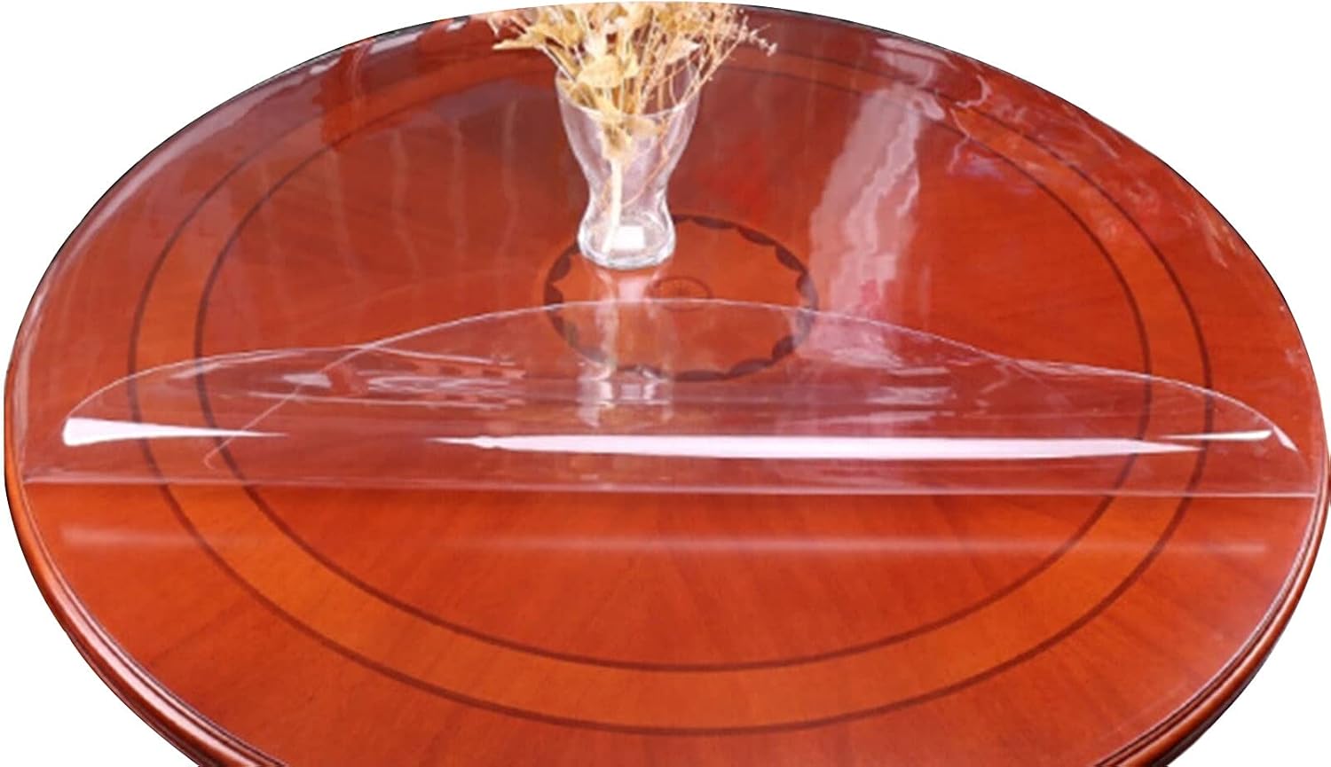 Protector de mesa de comedor de plástico transparente, mantel redondo, tapete de madera para muebles de mesa, cubierta de protección superior,