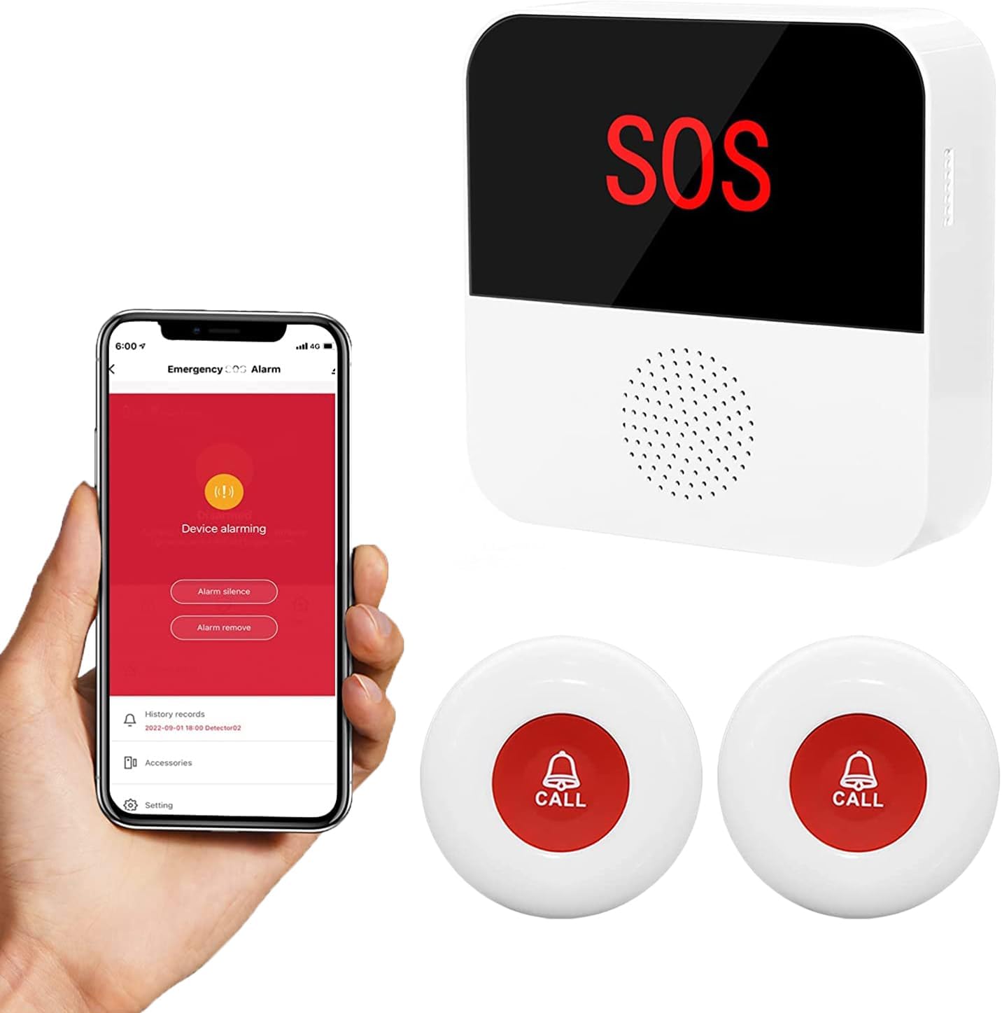 DwyenSlo Sistema de botón de llamada WiFi para cuidador, alerta de aplicación inteligente, botón de llamada de emergencia, alerta de ayuda personal