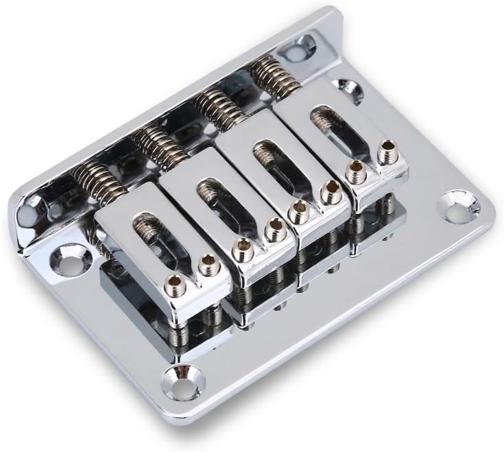 Bnineteenteam Puente de guitarra eléctrica de metal fijo Hardtail Saddle Bridge para 4 cuerdas Cigarbox Guitarra eléctrica Bajo Ukelele con juego de