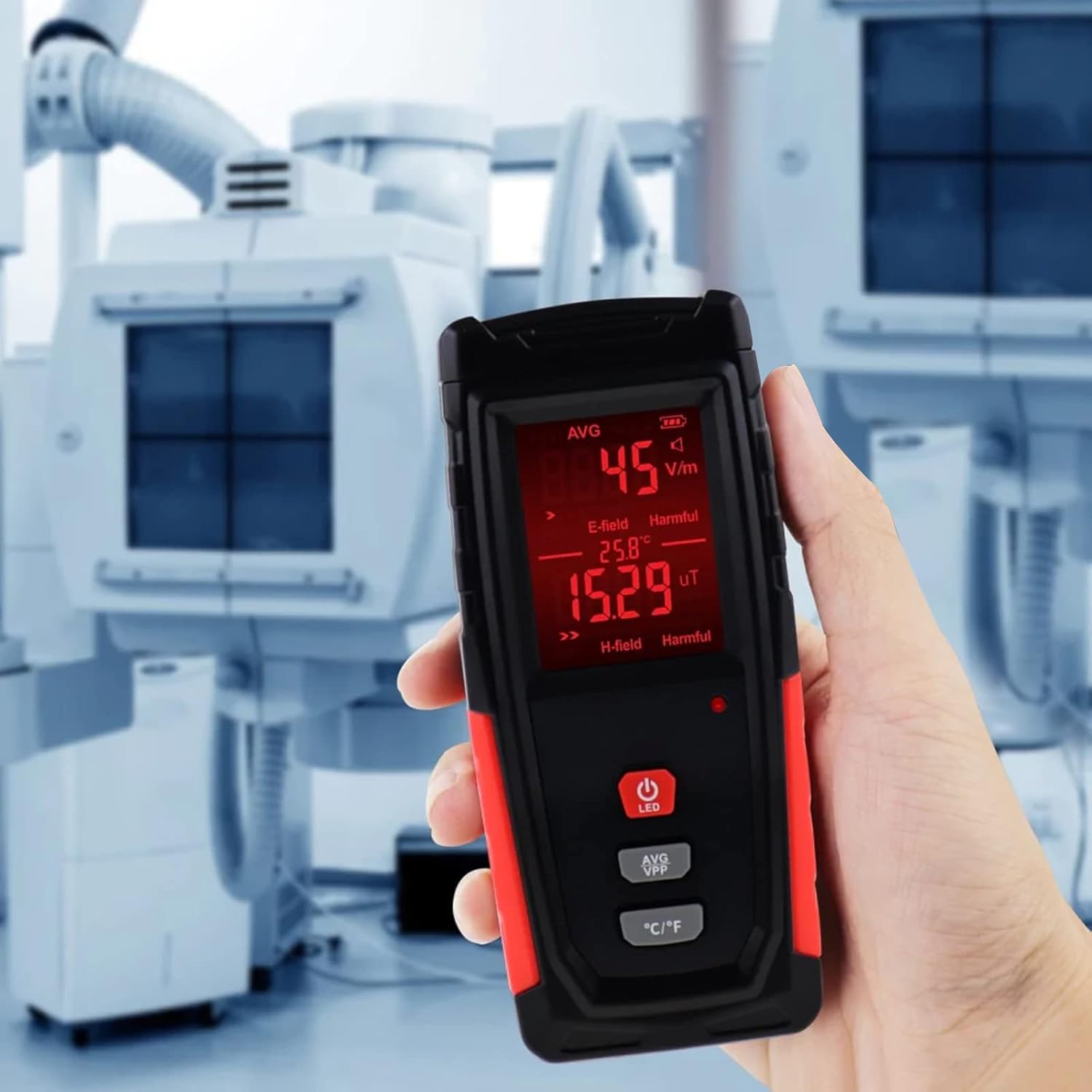 Probador digital EMF Detector de radiación de campo eléctrico y magnético Medición de temperatura con pantalla de color y batería recargable