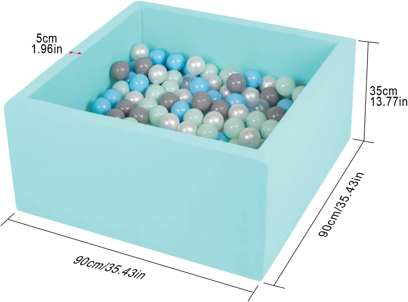 TRENDBOX Piscina de bolas para niños, de espuma viscoelástica, para niños pequeños, bebés, pelotas no incluidas, color azul claro