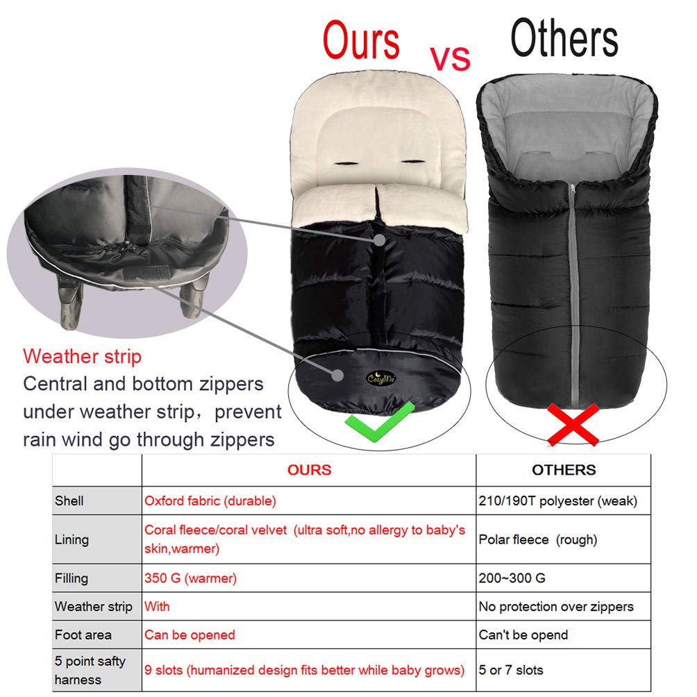 Saco de dormir universal para cochecito de invierno 3 en 1, saco de dormir para niños pequeños, saco de dormir impermeable, longitud  altura