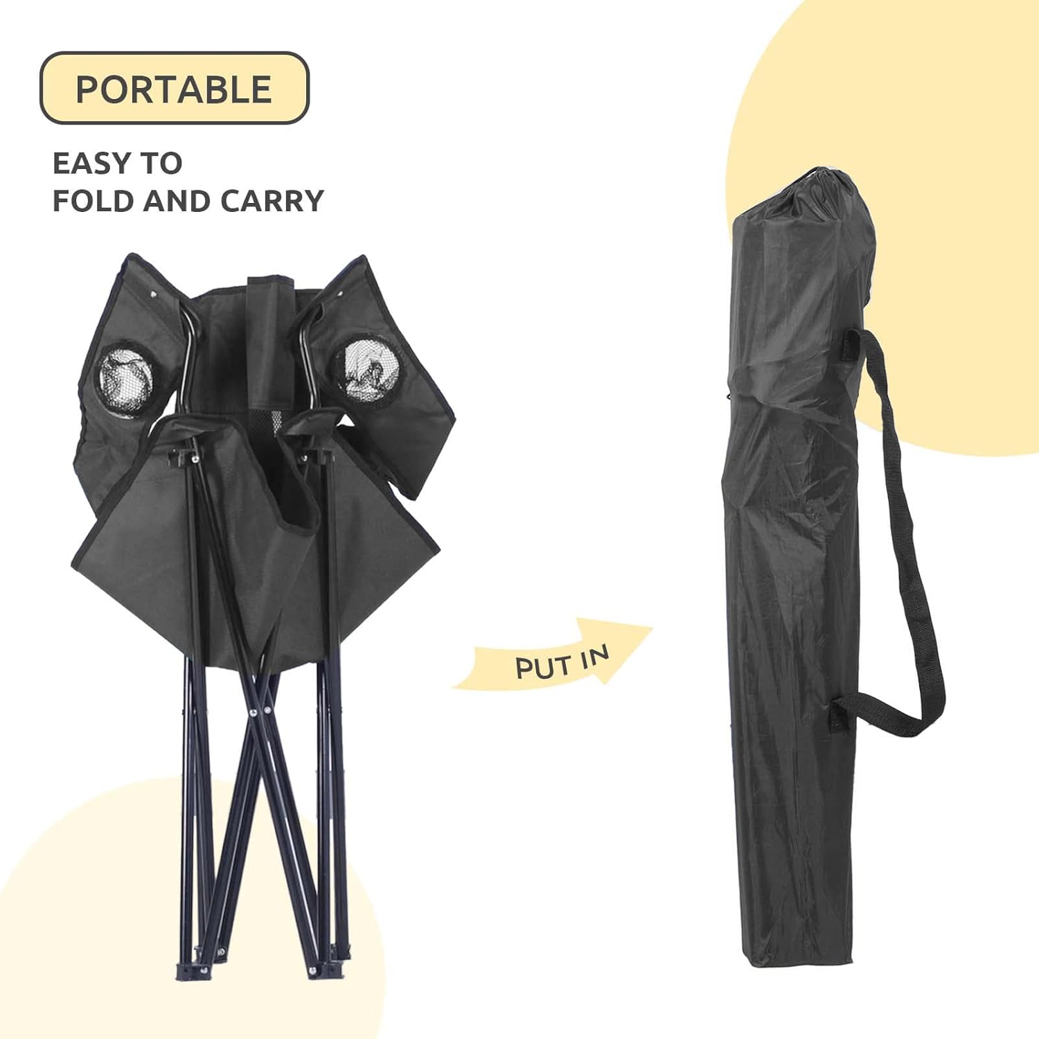 ONENESS Silla de camping, silla de pesca plegable portátil para picnic al aire libre con 2 portavasos para pesca, deportes, playa y camping