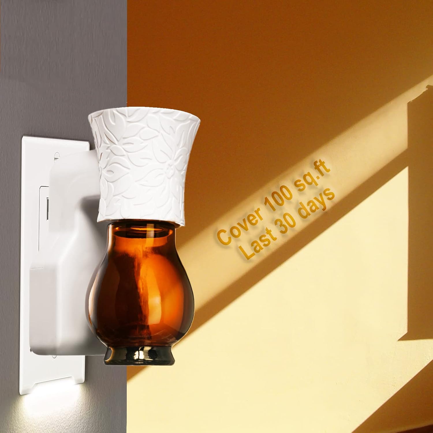 Difusor de aceite esencial enchufable para cocina con aceite (canela de otoño, 1 onza líquida), enchufe de pared natural, ambientador fuerte aroma