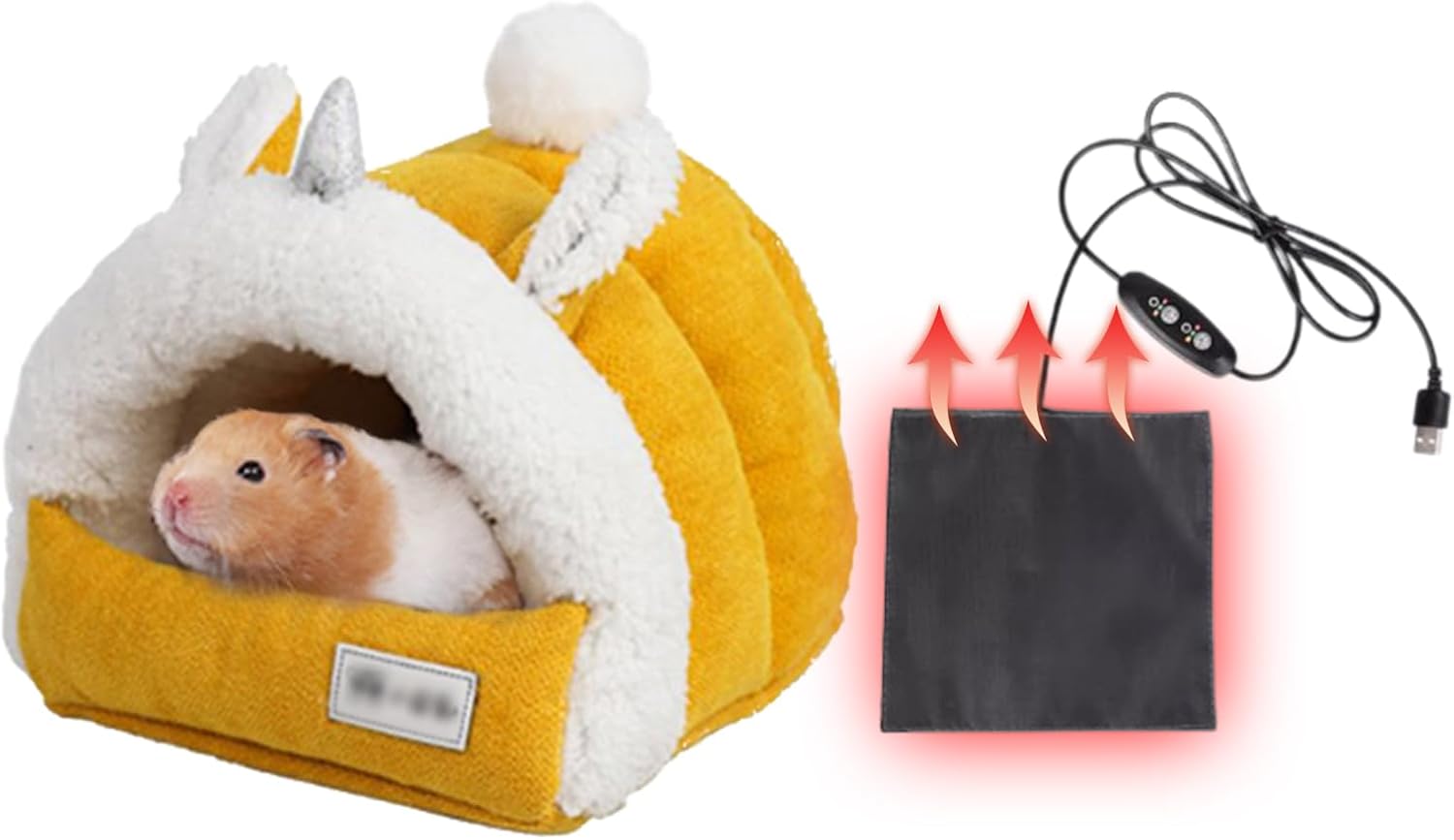 Hamster Hideout – Cama de invierno – Acogedora jaula para mascotas, almohadilla térmica y hamaca colgante para animales pequeños, planeadores de