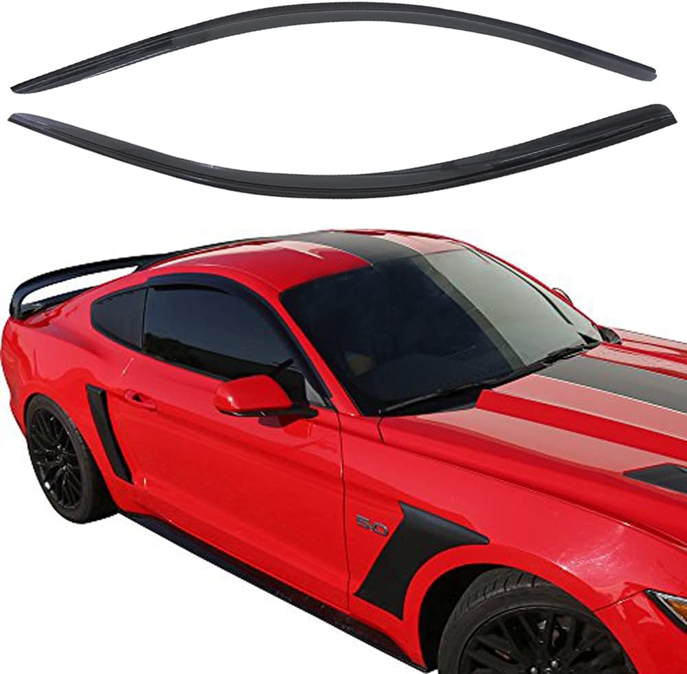 92359 Deflector de ventilación de viento para ventana lateral para Ford Mustang 2015-2022, 2 piezas estilo montaje exterior cinta en bonito juego de