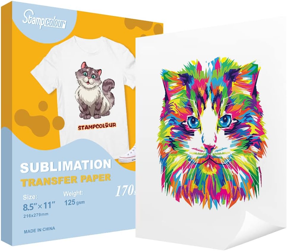 Papel de sublimación de 8.5 x 11 pulgadas, A4, 170 hojas para cualquier impresora Epson HP Canon Sawgrass de inyección de tinta con tinta de