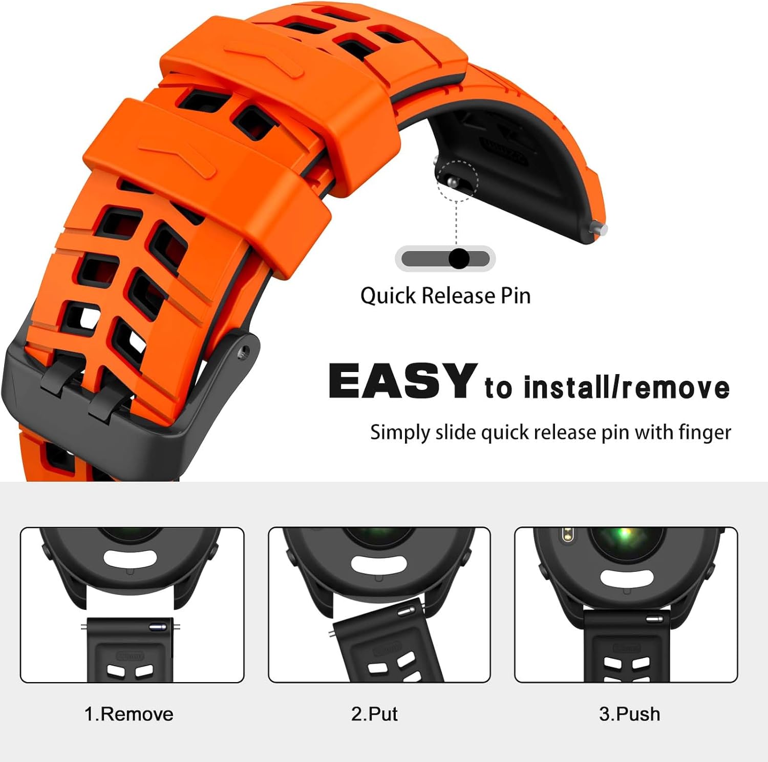 ISABAKE Compatible con Garmin Vivoactive 4Venu 2Forerunner 255 265 Bandas, correa de silicona deportiva para Samsung Galaxy Watch 3 1.772 inGalaxy