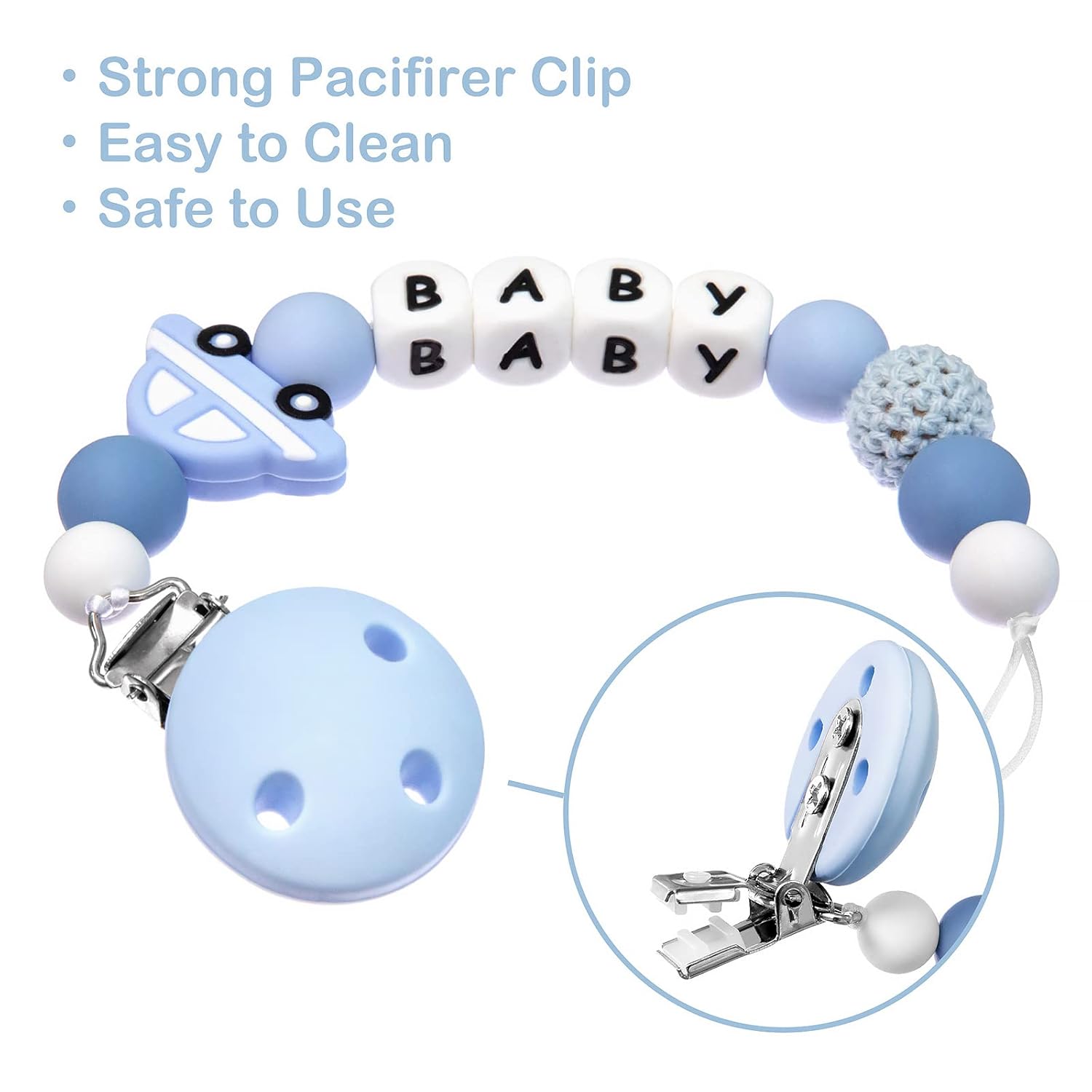 Clip para chupete personalizado con nombre para bebé, clip de chupete personalizado para todos los chupetes, regalo de cumpleaños de bebé de Navidad