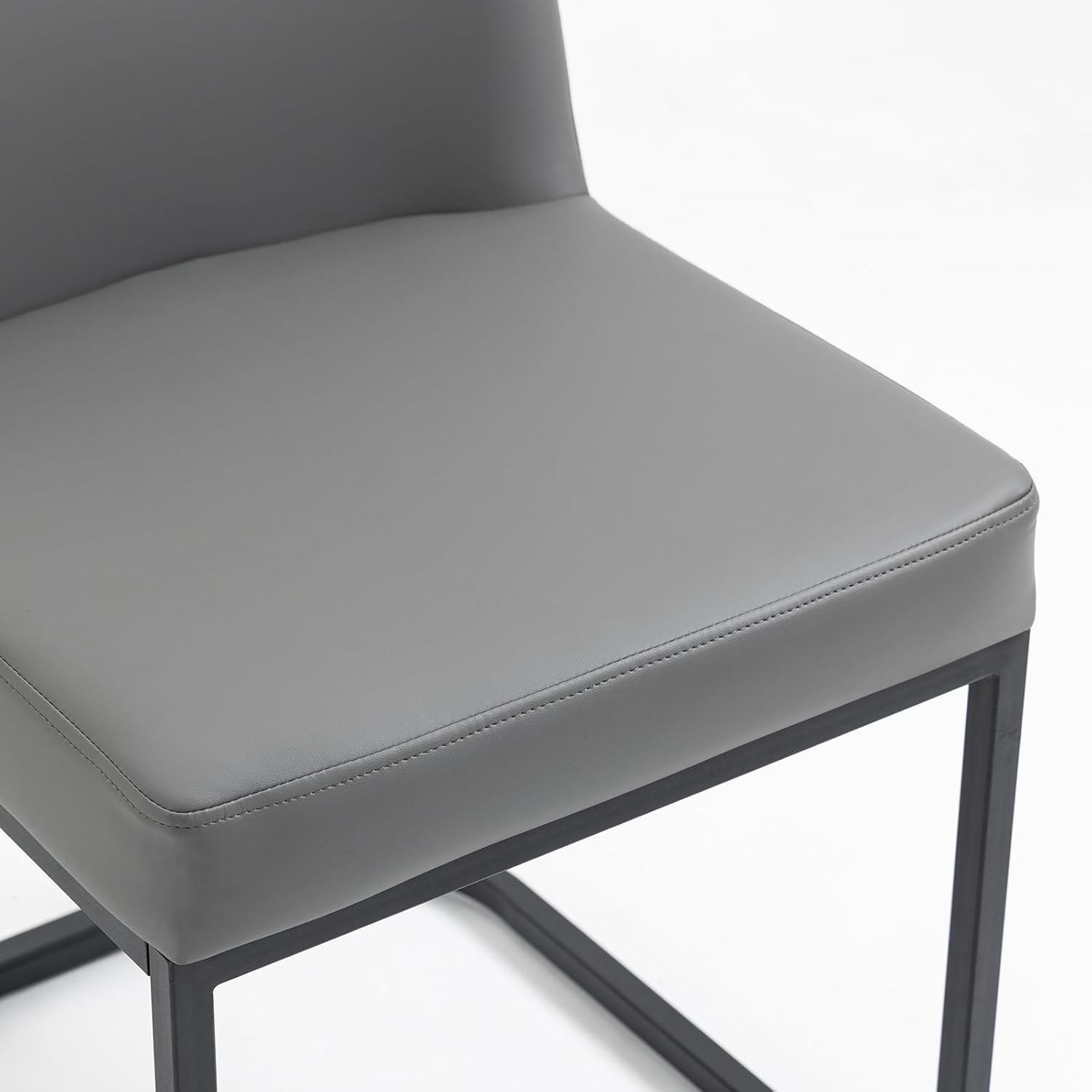 ZJhome Juego de 4 sillas de comedor de piel sintética, sillas de comedor modernas de mediados de siglo con respaldomarco de metal, sillas laterales
