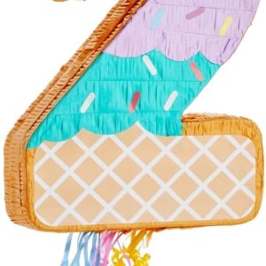 BLUE PANDA Tira de piñata de helado número 2 para dos decoraciones de cumpleaños (16.5 x 11.5 x 3 pulgadas) BLUE PANDA Tira de piñata de helado número 2 para dos decoraciones de cumpleaños (16.5 x 11.5 x 3 pulgadas)