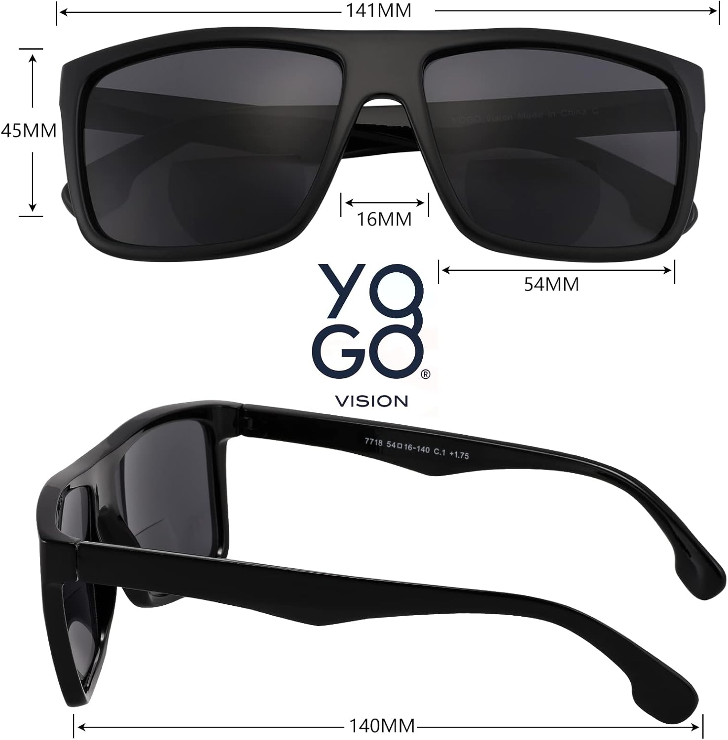 Yogo Vision Lentes de sol bifocales de lectura para hombres y mujeres, estilo retro, protección solar UV400, lentes de lectura para exteriores