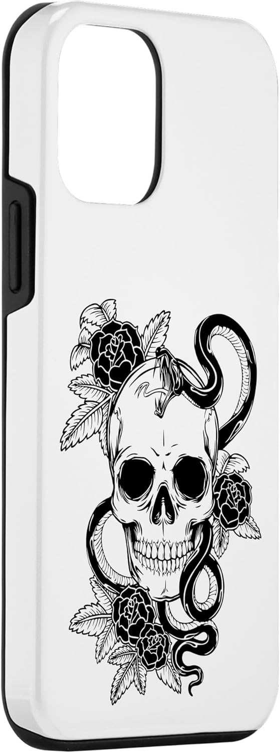 Funda para iPhone 12 mini flor gótica calavera serpiente rosas