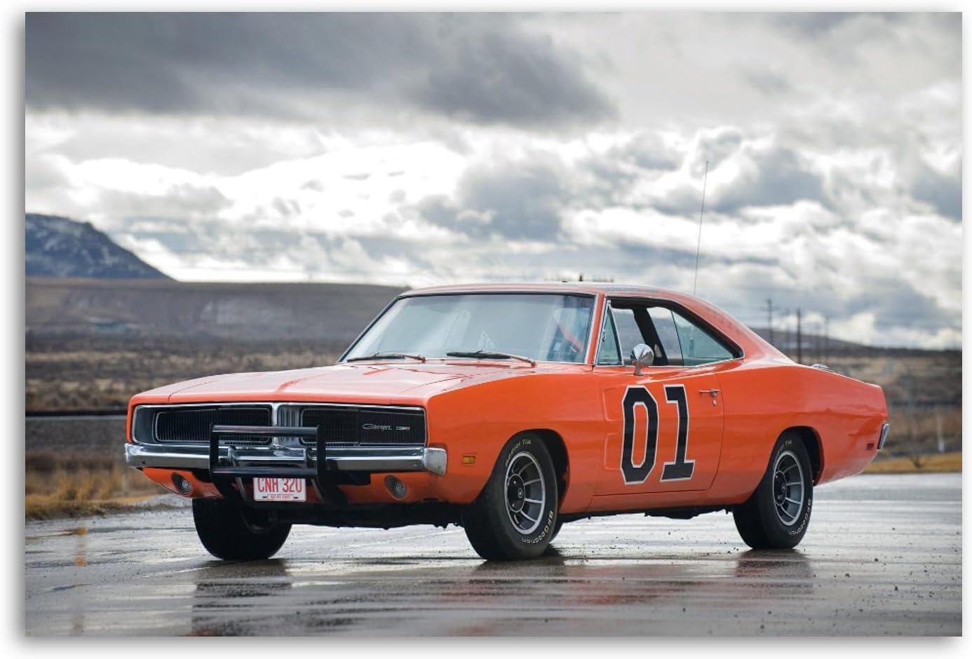Carros Dodge Charger General Lee Póster Pintura Decorativa Lienzo Arte de Pared Póster de Sala de Estar Dormitorio Pintura 16 x 24 pulgadas