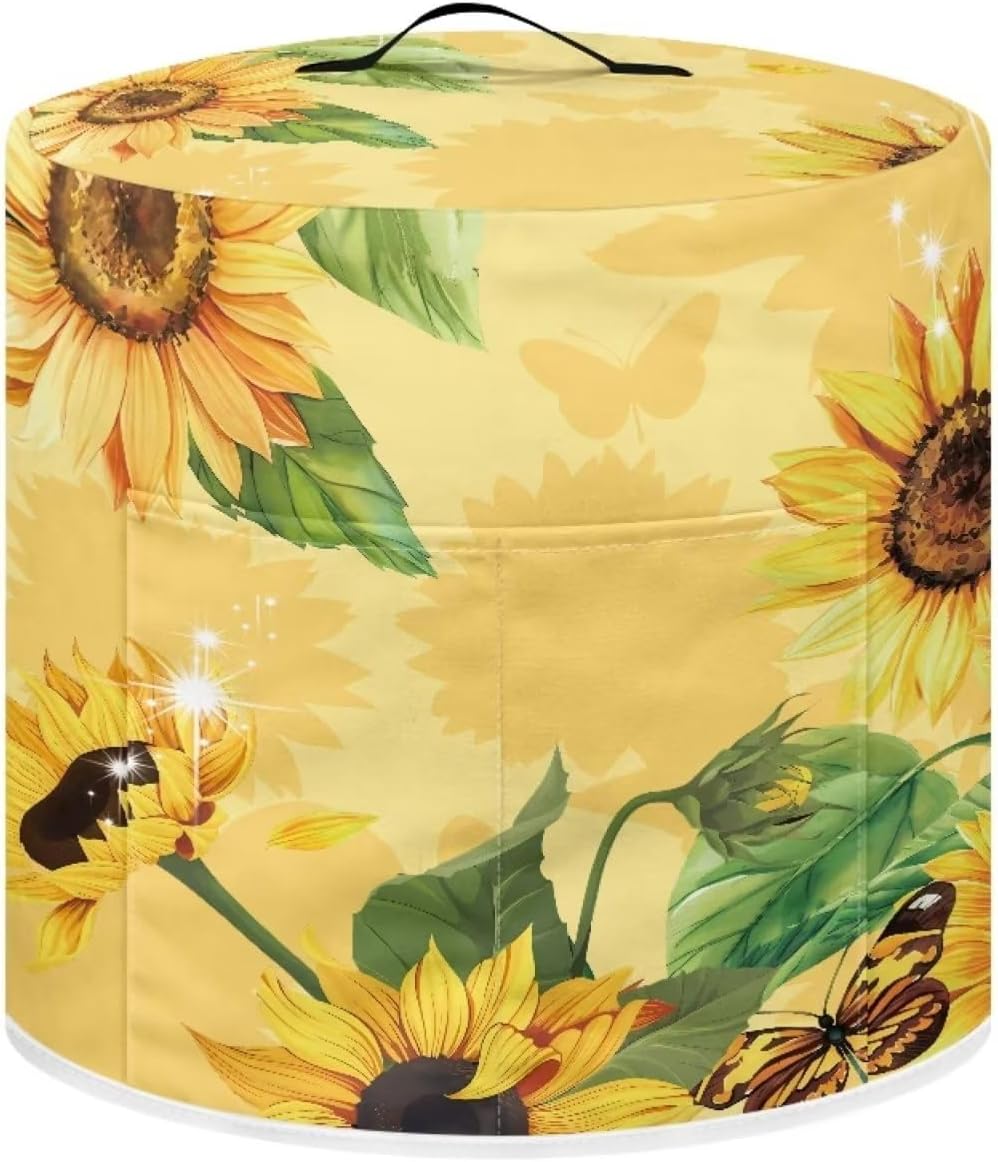 Cubierta redonda para olla a presión, cubierta para electrodomésticos, diseño de girasol amarillo, cubierta de protección de freidora de aire, 8