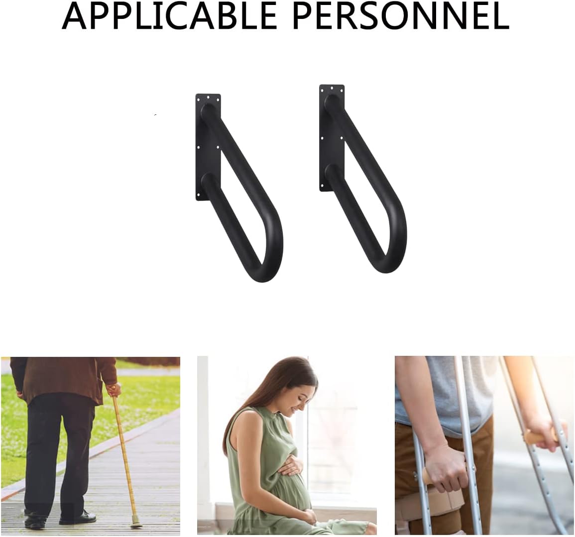 Paquete de 2 pasamanos para escalones al aire libre para escaleras de 1 a 2 escalones, barandillas de montaje en pared, pasamanos en forma de U,