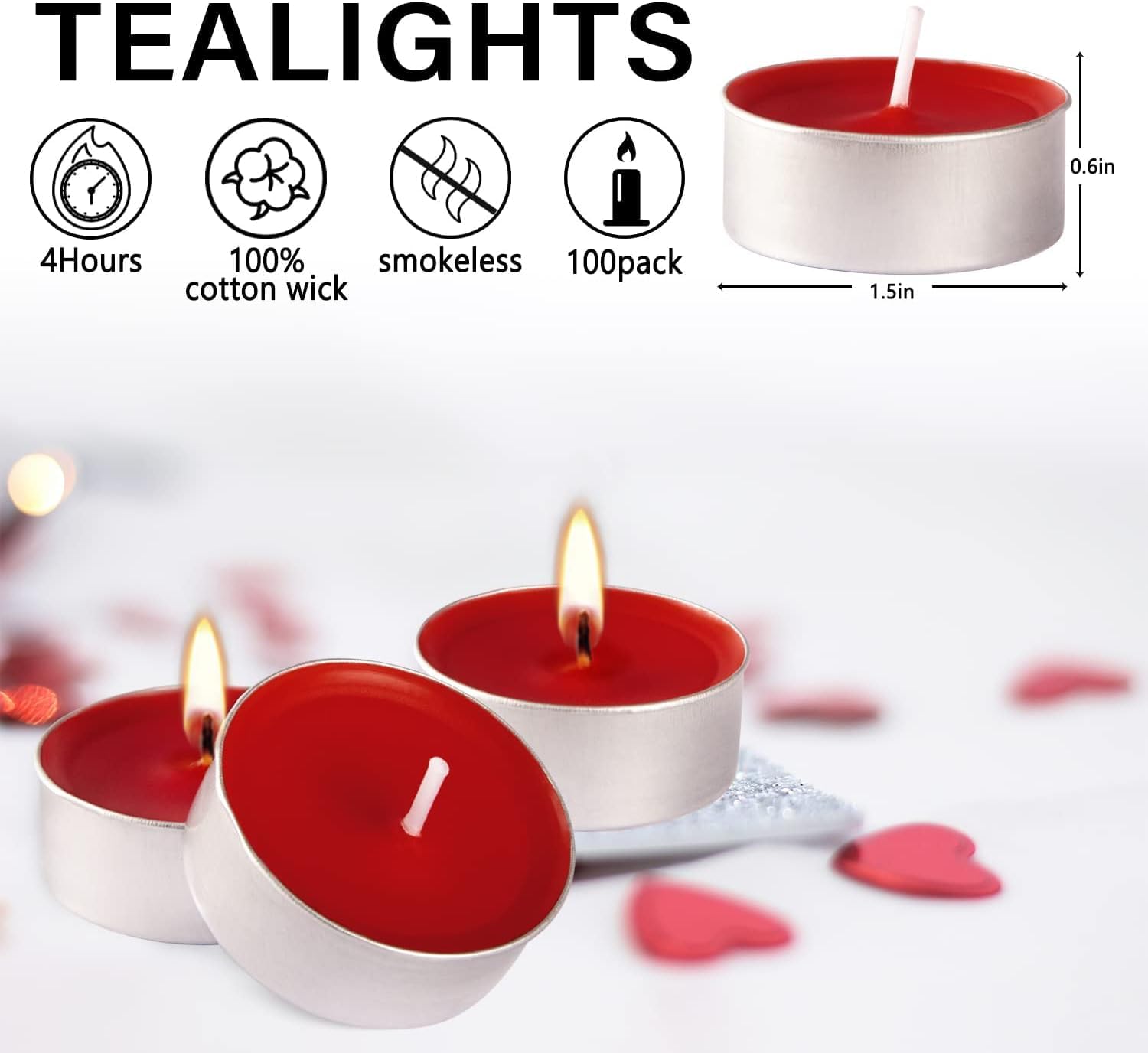 YOROXRG Paquete de 100 velas románticas sin perfume, velas de té sin aroma y de larga duración, sin goteo y de larga duración, para el estado de