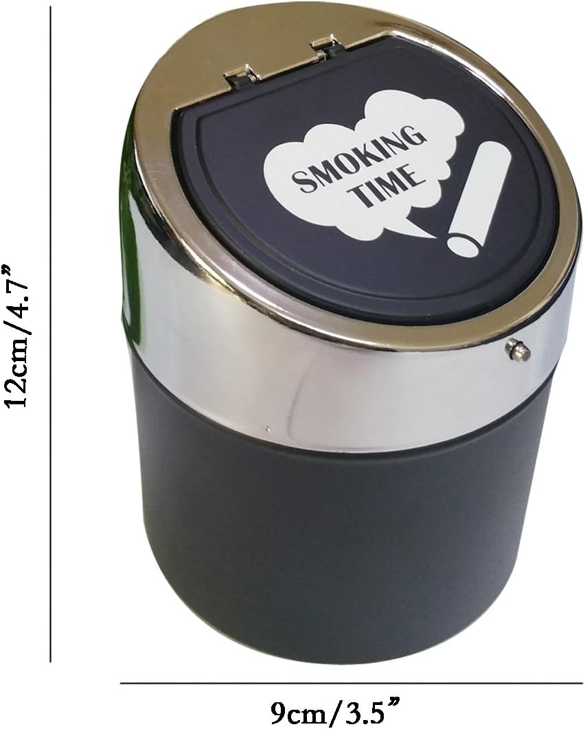 Ceniceros de acero de metal sin humo para cigarrillos con tapa de empuje de acero inoxidable cubierta, cubo portátil a prueba de viento para mesa