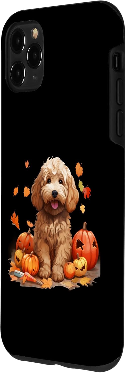 Funda para iPhone 11 Pro Max Goldendoodle Halloween linda y espeluznante Doodle Dog Case