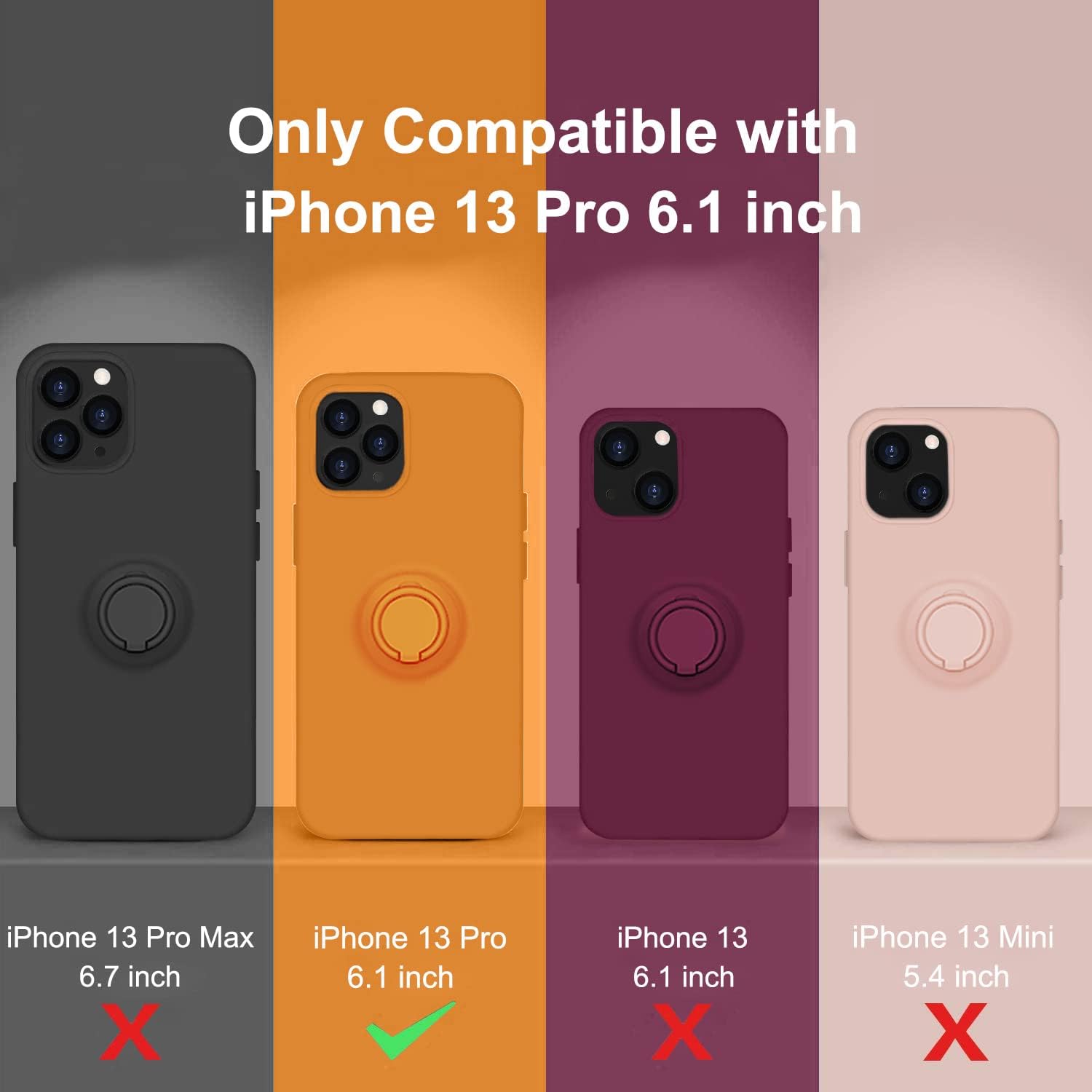 CHEZEAL Funda diseñada para iPhone 13 Pro, con soporte de anillo, soporte magnético para automóvil, forro de microfibra antiarañazos, funda delgada