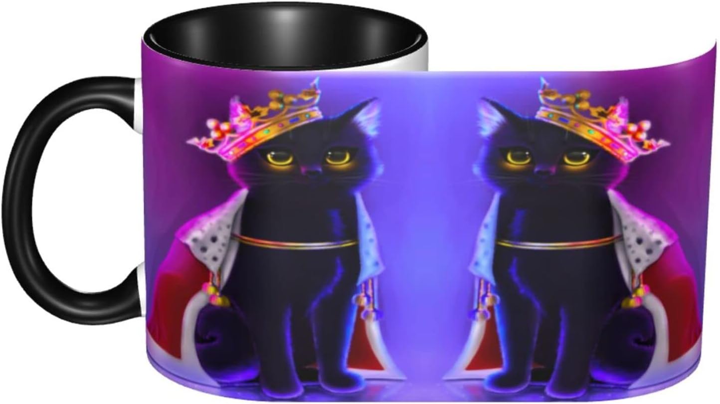 Yamegoun Taza de café con diseño de gato de 11 onzas, taza de té de cerámica, decoración de cocina, apta para microondas, para oficina y hogar,