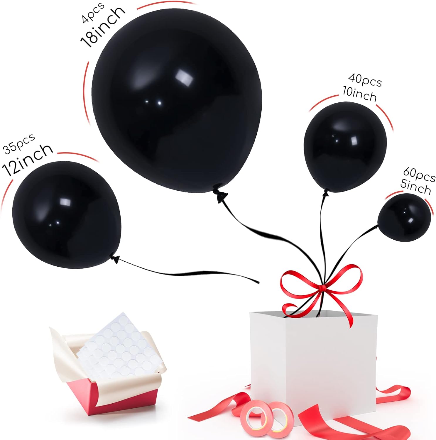 Globos de látex negro globos negros de 139 tamaños diferentes de 5101218 pulgadas, globos para cumpleaños, globos de día de San Valentín, globos de