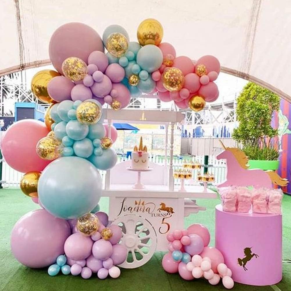Infloral Guirnalda de globos macarrón arco iris de 17pies para unicornio mágico, pastel, baby shower, fiesta de cumpleaños, cabina de fotos, fondo,