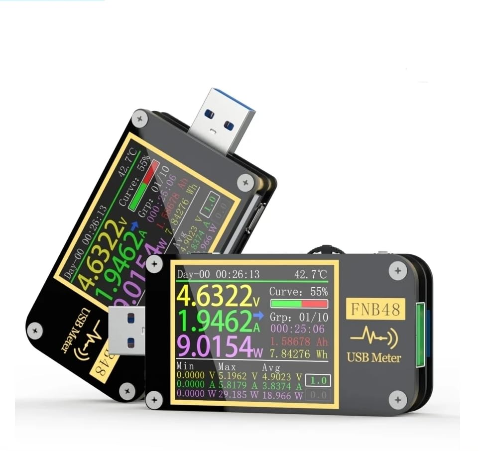 Probador USB FNB48S PD Gatillo Voltímetro Amperímetro Corriente y Voltímetro Probador USB QC4 + PD3.0 2.0 PPS Protocolo de Carga Rápida Prueba de