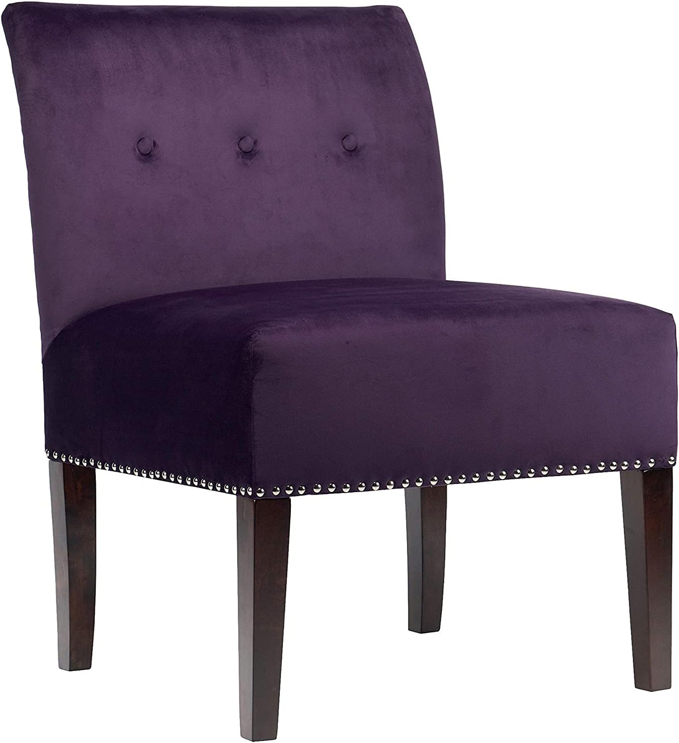 Samantha Collection – Silla tapizada sin brazos para sala de estar, moderna, contemporánea, 24, color morado