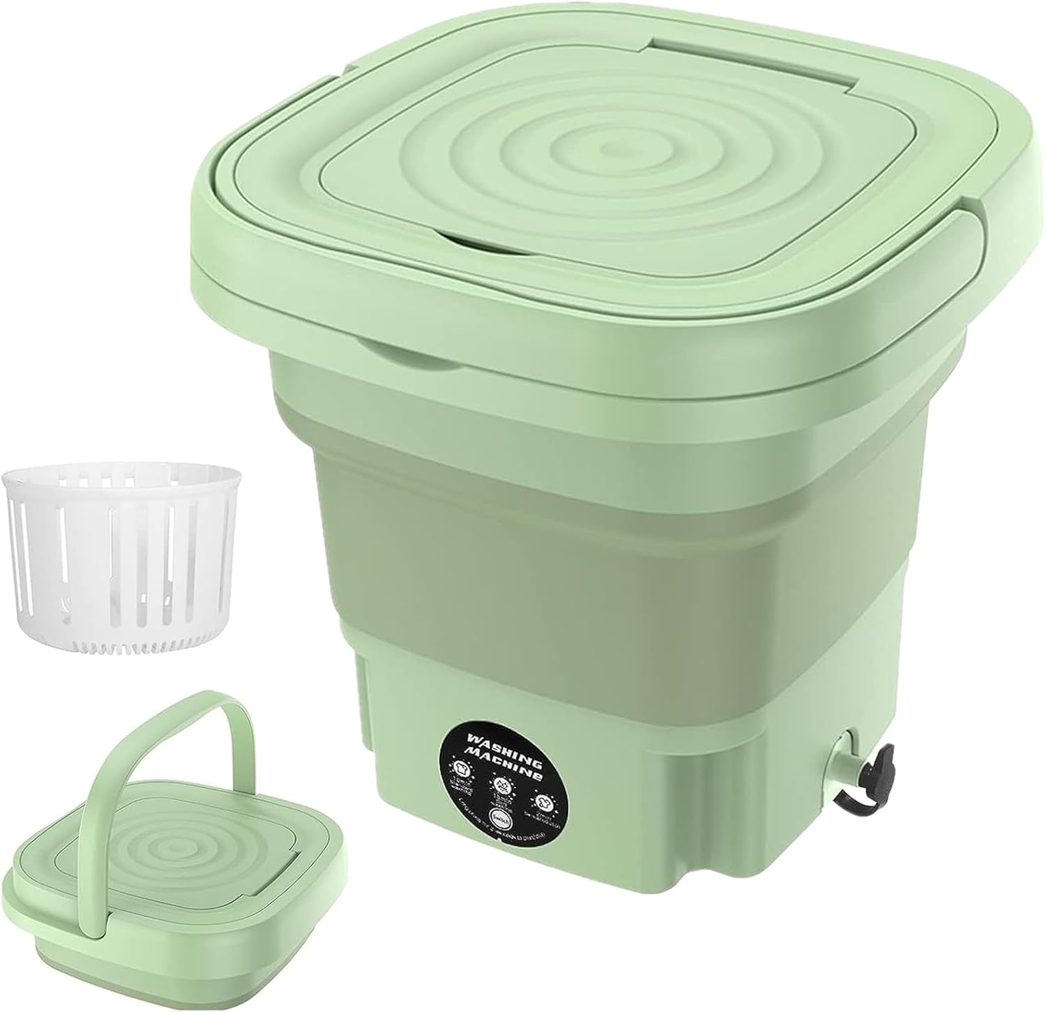Lavadora portátil, mini lavadora plegable de 8 litros con 3 modos de limpieza profunda para ropa interior, ropa de bebé, pequeña lavadora