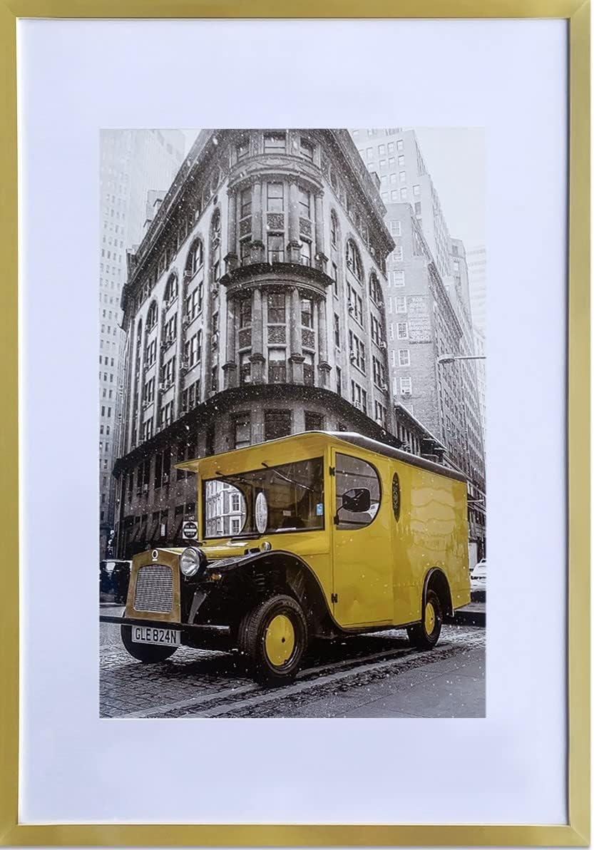 Portarretratos dorado de 16 x 24 pulgadas, fotos de 12 x 18 pulgadas con paspartú o de 16 x 24 pulgadas sin paspartú, horizontal y vertical para