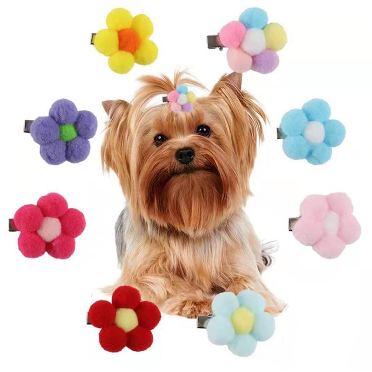 50 pinzas para el pelo de perro y gato, lindos clips florales para el pelo de perro, lazos de flores para perros, horquillas para el pelo de las