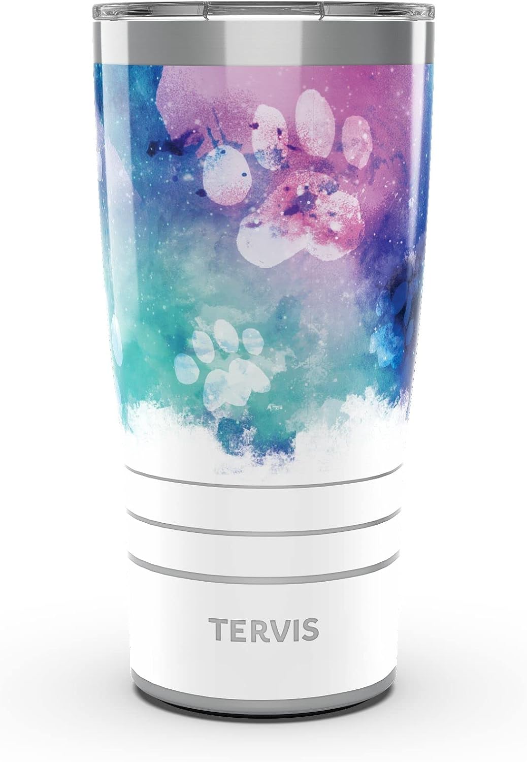 Tervis Traveler Paw Prints – Vaso aislado de triple pared para viaje mantiene las bebidas frías y calientes, 20 onzas, acero inoxidable
