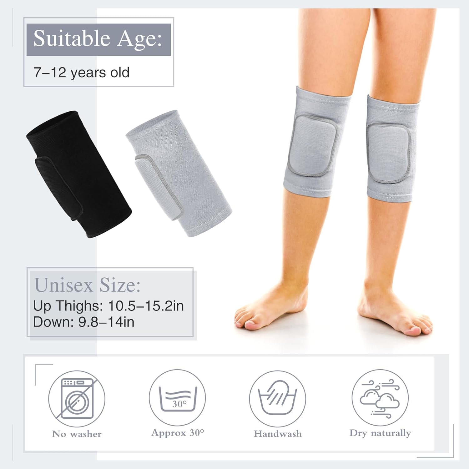 Zomiboo Rodilleras de esponja antideslizantes para niños, para bailar, voleibol, voleibol, rodilleras, suaves y transpirables, elásticas para