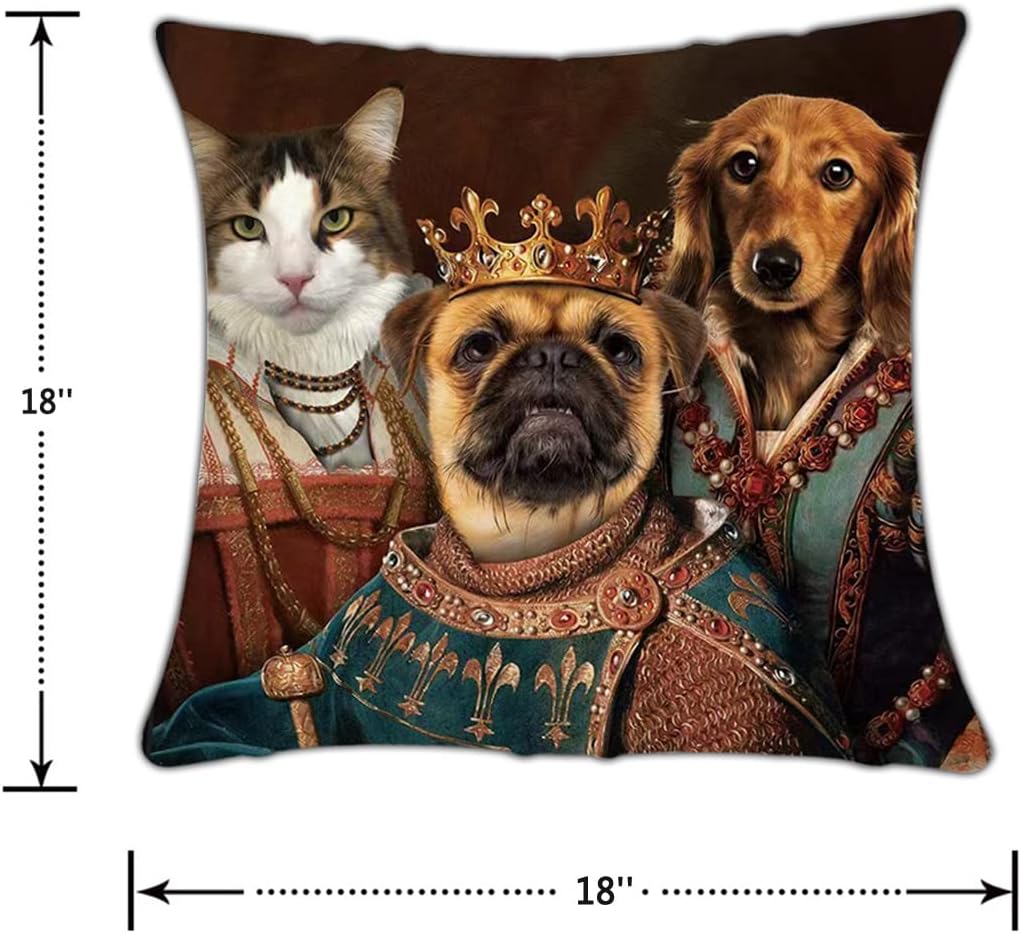Divertida funda de almohada con diseño de retrato de mascota, gato y perro, funda de almohada para auto, sofá, oficina, cama, habitación, decoración
