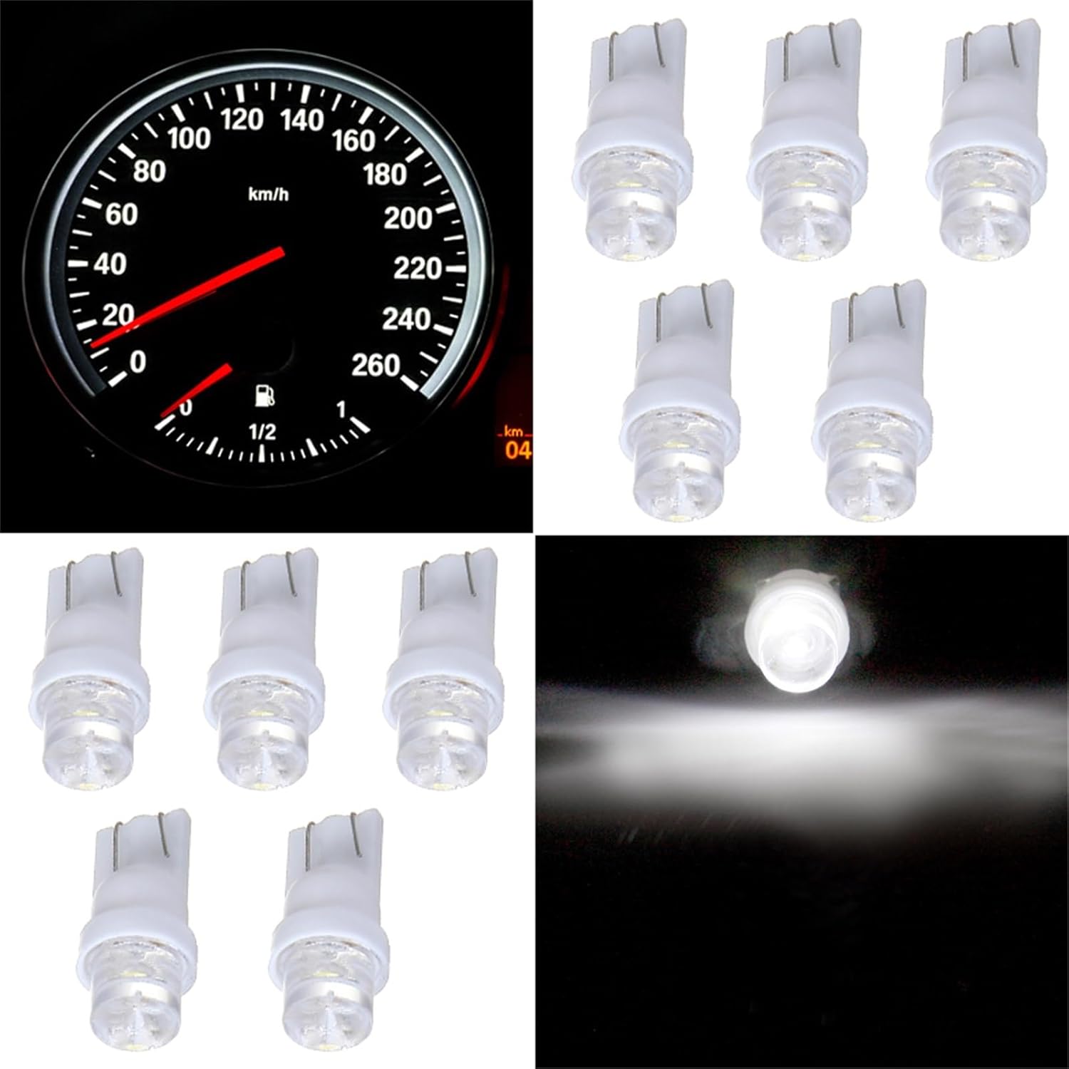 Paquete de 10 bombillas LED blancas T10 168 194 para panel de instrumentos, tablero de luz de difusión